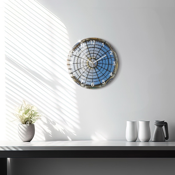 Round glass clock Shopping mall in Milan