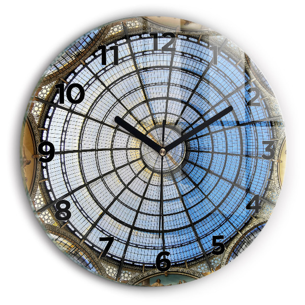Round glass clock Shopping mall in Milan