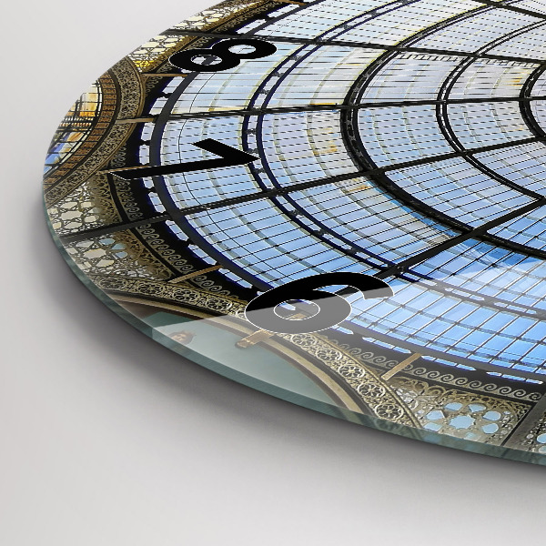 Round glass clock Shopping mall in Milan