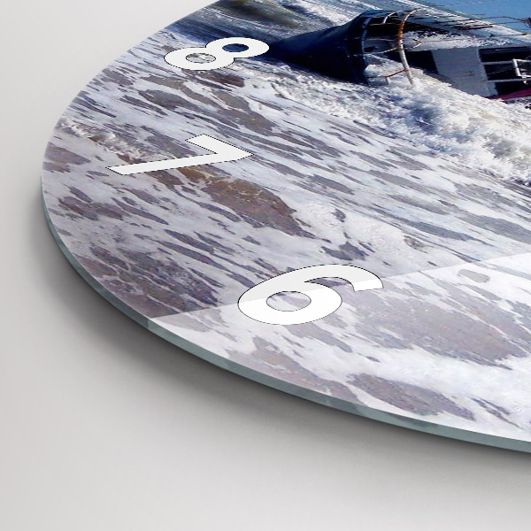 Round glass clock Sunken watercraft