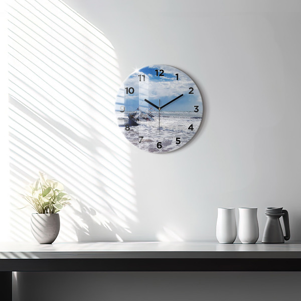 Round glass clock Sunken watercraft