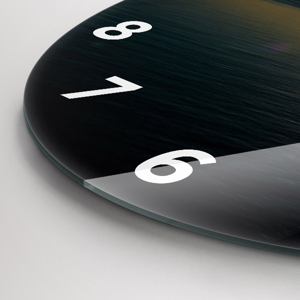 Round glass clock Sunrise landscape