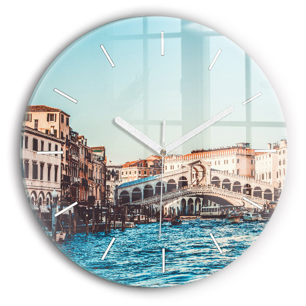 Round glass clock Rialto Bridge in Venice
