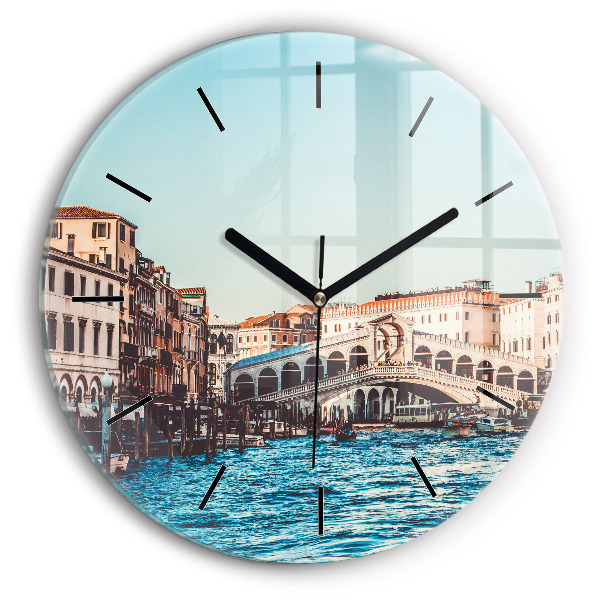 Round glass clock Rialto Bridge in Venice