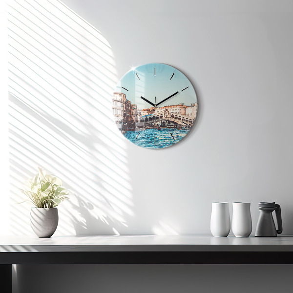 Round glass clock Rialto Bridge in Venice