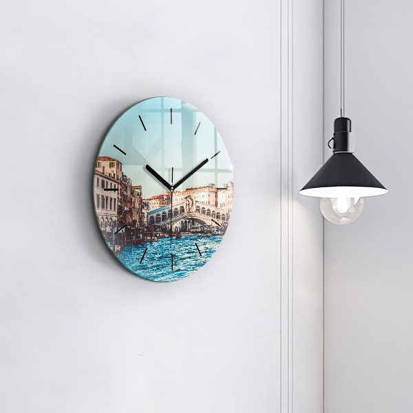 Round glass clock Rialto Bridge in Venice