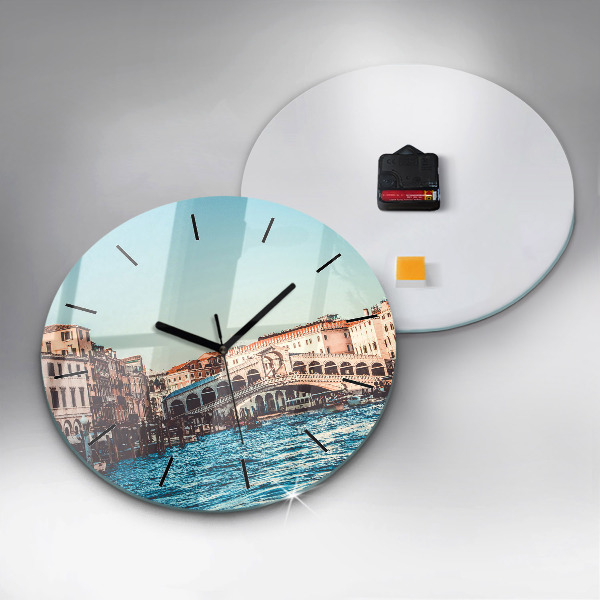 Round glass clock Rialto Bridge in Venice