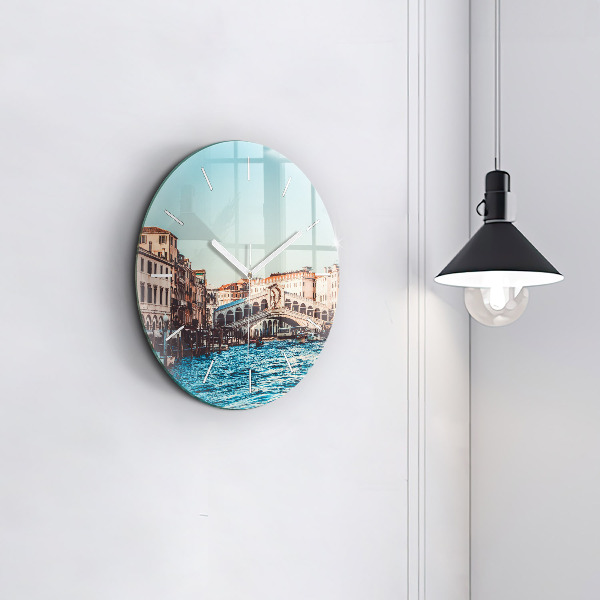 Round glass clock Rialto Bridge in Venice