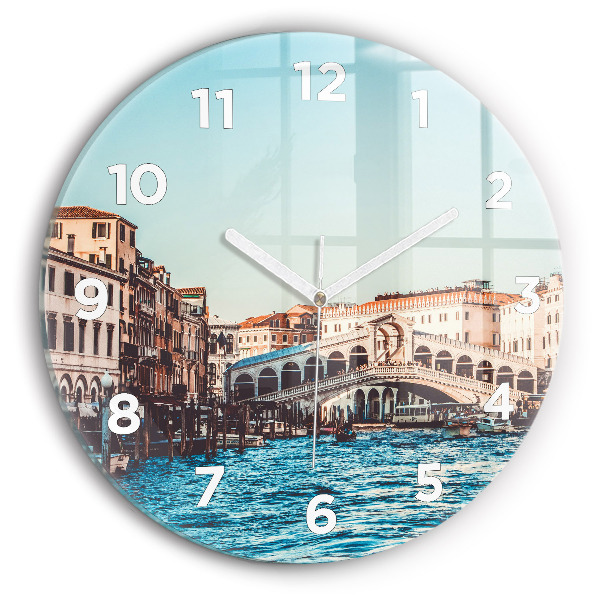 Round glass clock Rialto Bridge in Venice