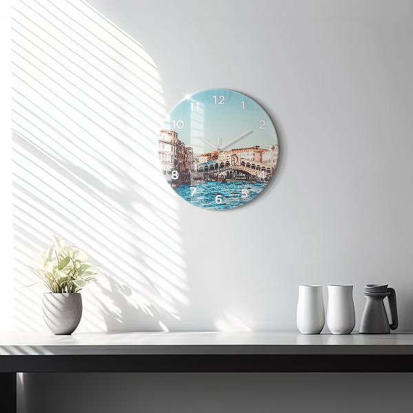 Round glass clock Rialto Bridge in Venice