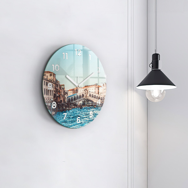 Round glass clock Rialto Bridge in Venice