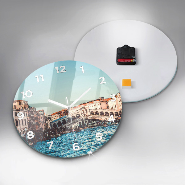 Round glass clock Rialto Bridge in Venice