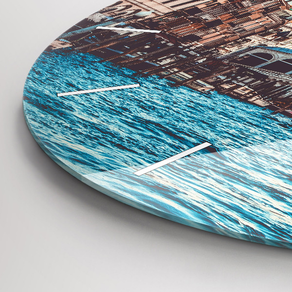 Round glass clock Rialto Bridge in Venice