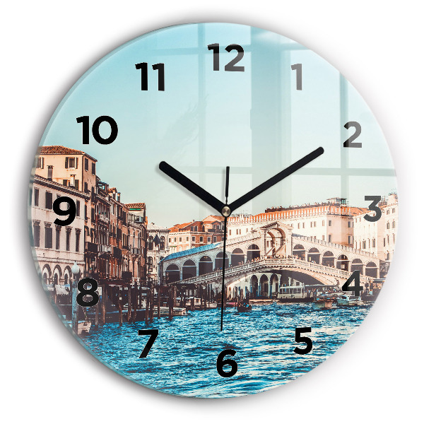 Round glass clock Rialto Bridge in Venice
