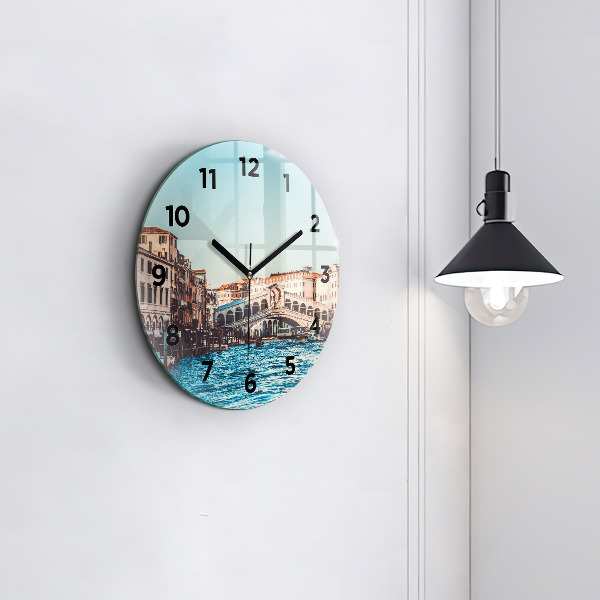 Round glass clock Rialto Bridge in Venice
