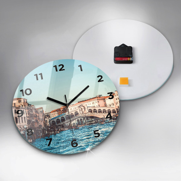 Round glass clock Rialto Bridge in Venice