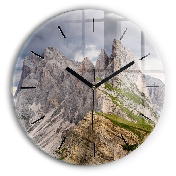 Round glass clock Rocky Mountains