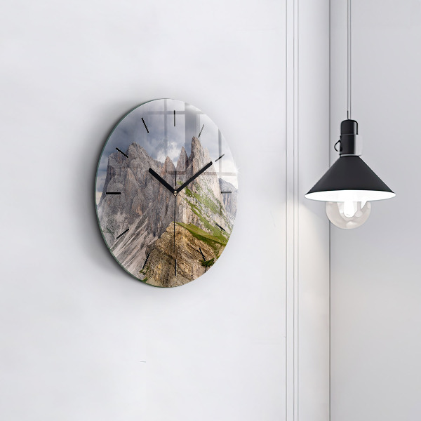 Round glass clock Rocky Mountains