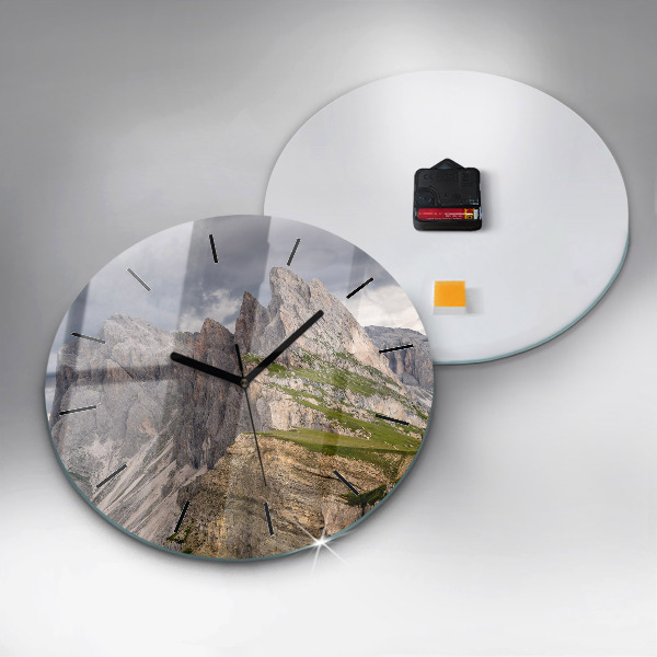 Round glass clock Rocky Mountains