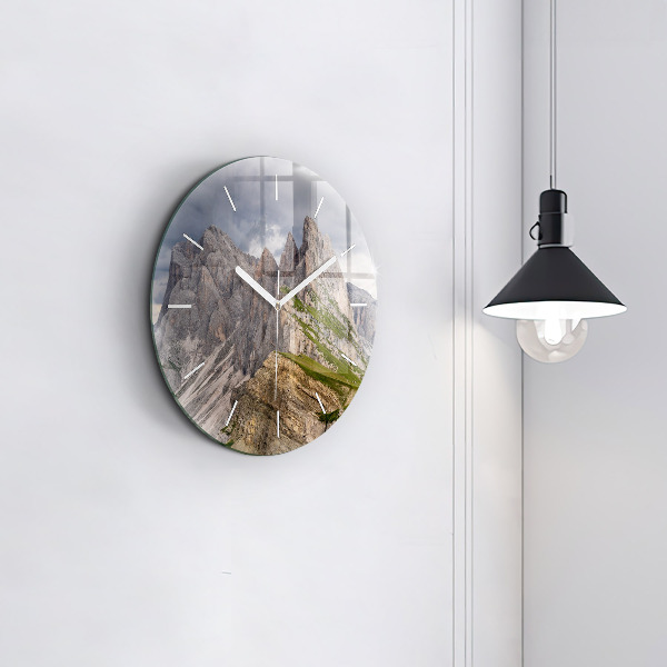 Round glass clock Rocky Mountains