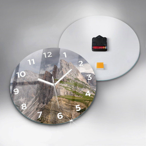 Round glass clock Rocky Mountains