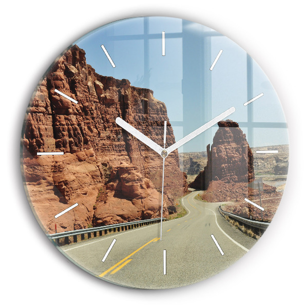 Round glass clock Route 66 in the US