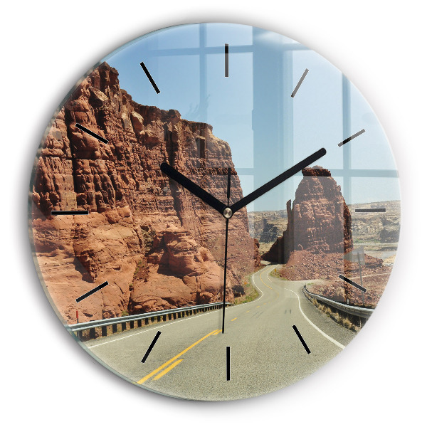 Round glass clock Route 66 in the US