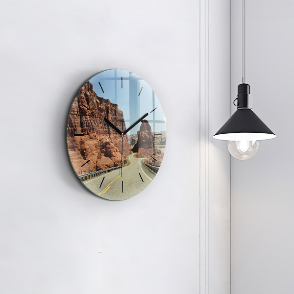 Round glass clock Route 66 in the US
