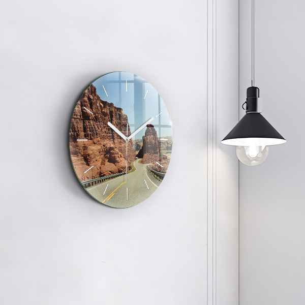Round glass clock Route 66 in the US
