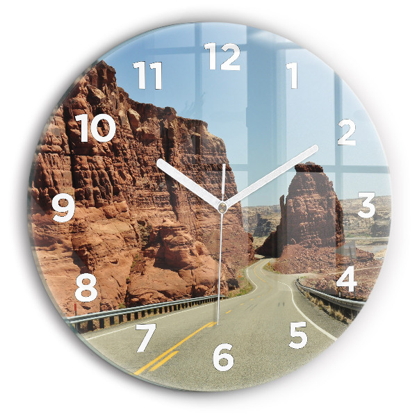 Round glass clock Route 66 in the US