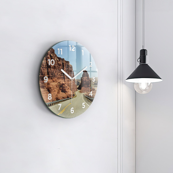 Round glass clock Route 66 in the US
