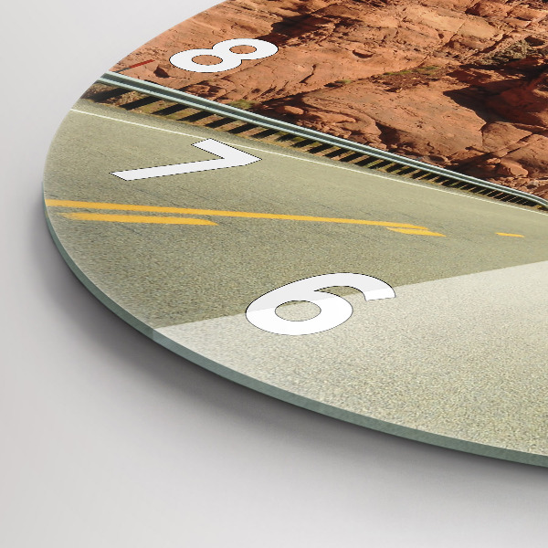 Round glass clock Route 66 in the US