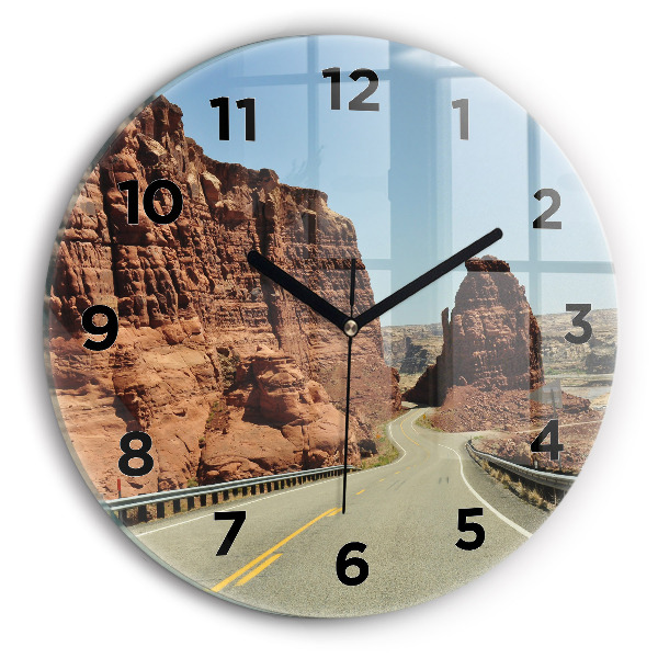 Round glass clock Route 66 in the US