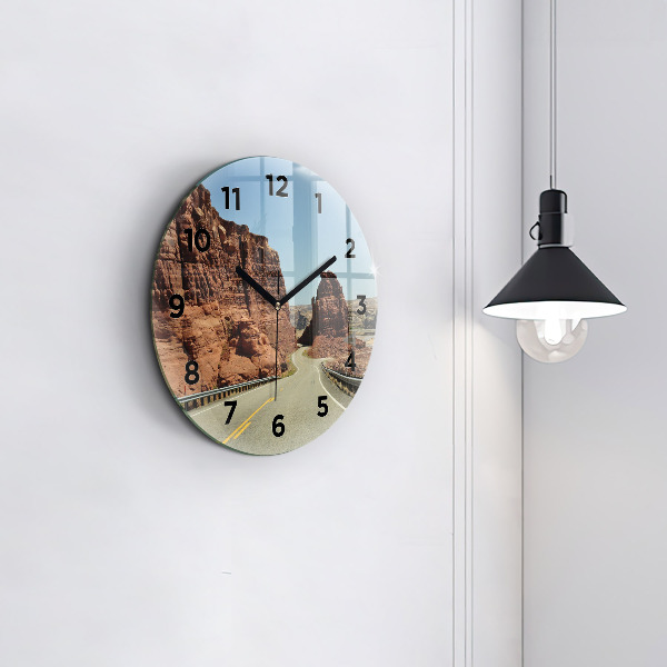 Round glass clock Route 66 in the US