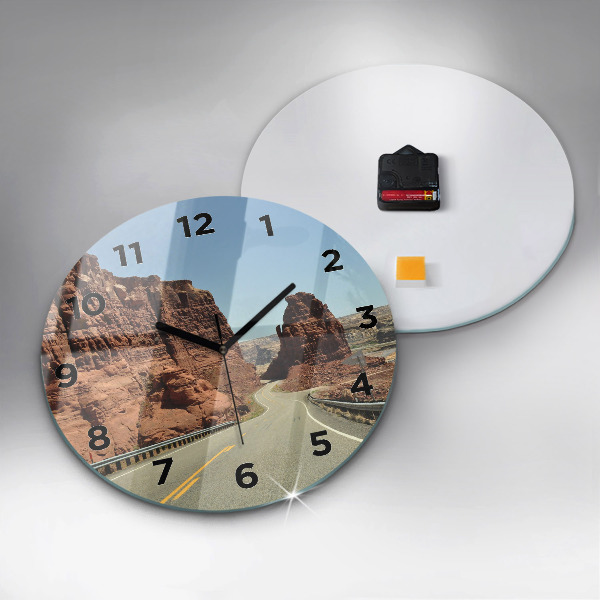 Round glass clock Route 66 in the US