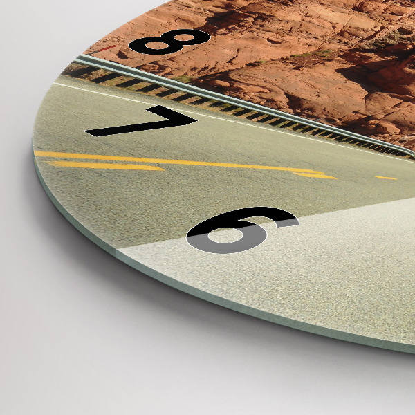 Round glass clock Route 66 in the US