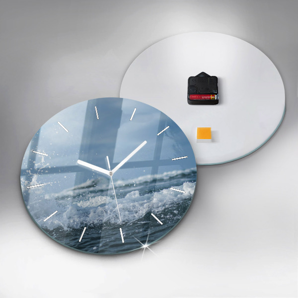 Round glass clock Photo of sea waves