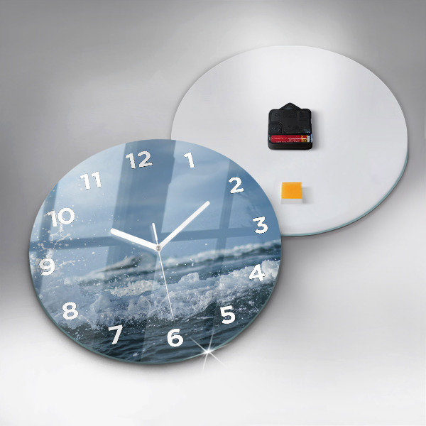 Round glass clock Photo of sea waves