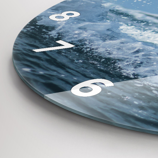 Round glass clock Photo of sea waves