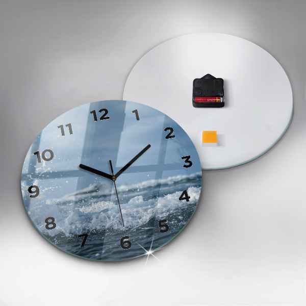 Round glass clock Photo of sea waves