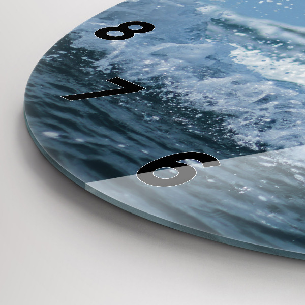 Round glass clock Photo of sea waves