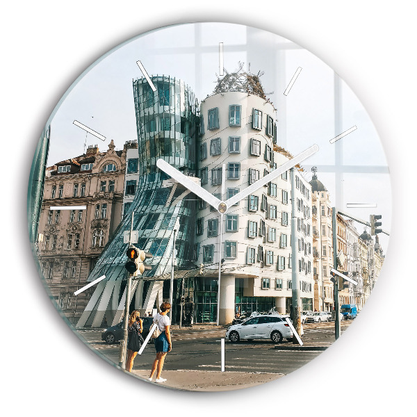 Round glass clock Dancing House Prague