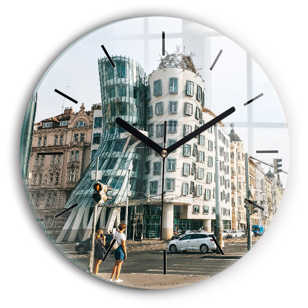 Round glass clock Dancing House Prague