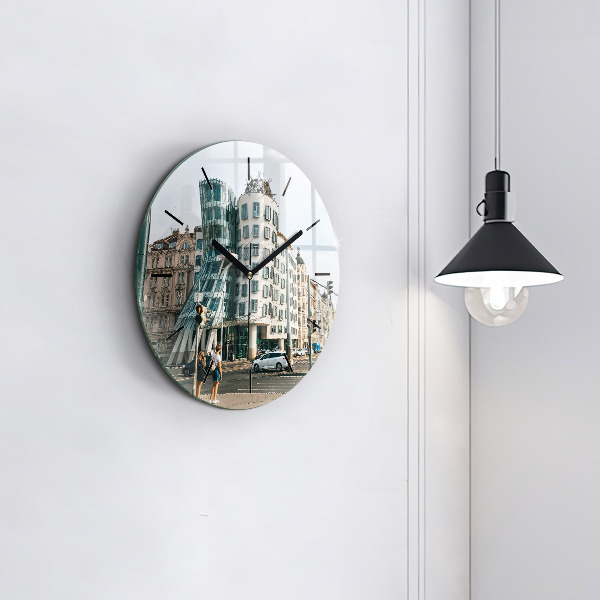 Round glass clock Dancing House Prague