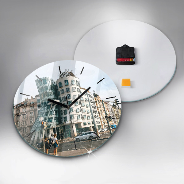 Round glass clock Dancing House Prague