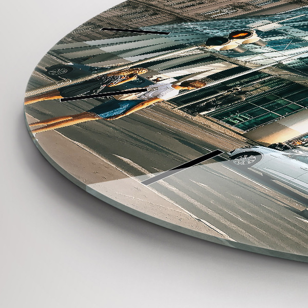 Round glass clock Dancing House Prague