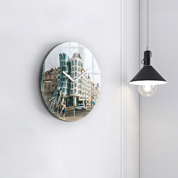 Round glass clock Dancing House Prague