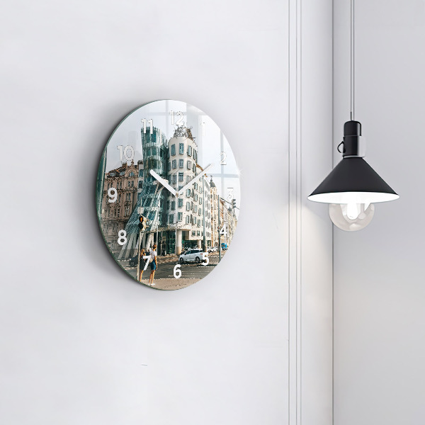 Round glass clock Dancing House Prague