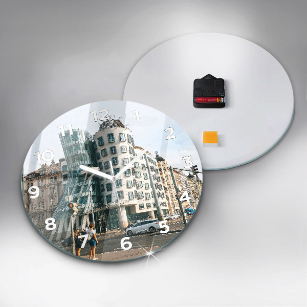 Round glass clock Dancing House Prague