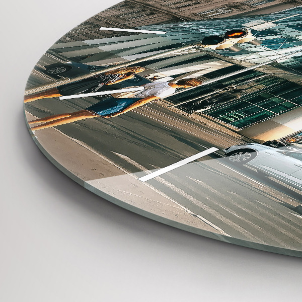 Round glass clock Dancing House Prague